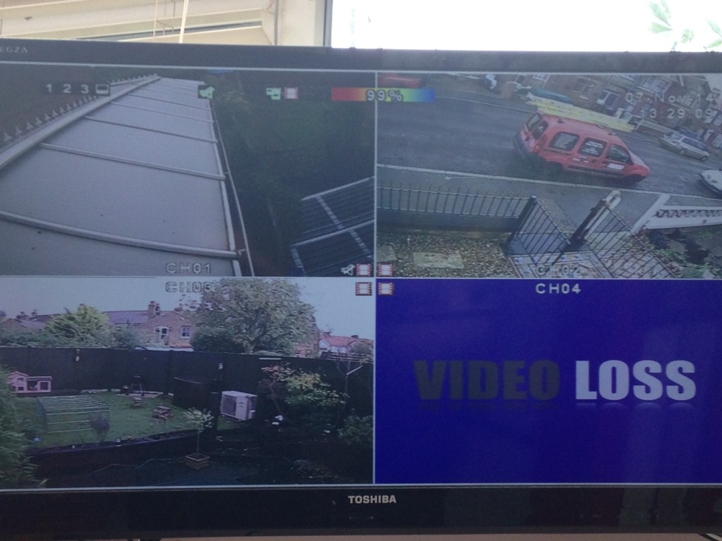 Screenshot of four video survailance cameras